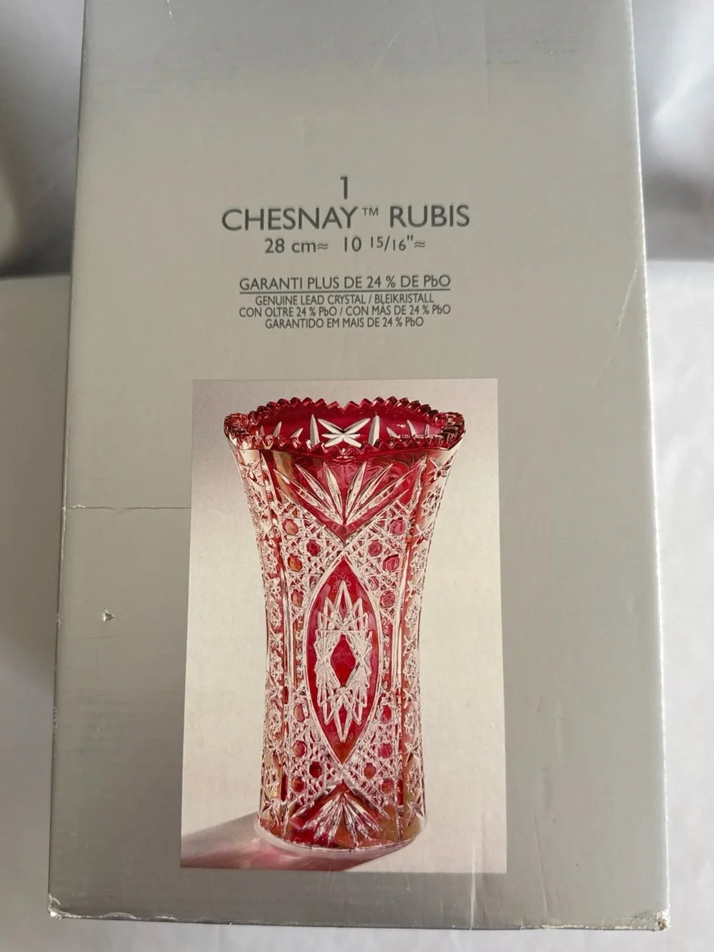 Vintage Cristal D'Arques Durand Chesnay Rubis Cut to Clear Crystal Vase 11